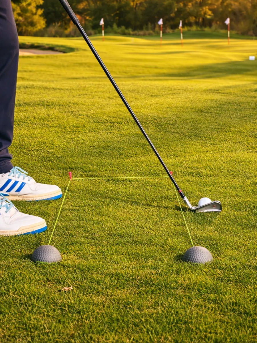 alignmentball golf training aid range setup